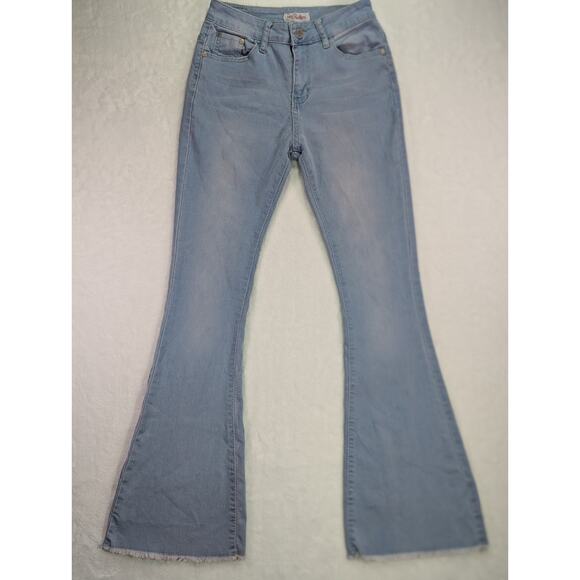 Light Wash Mid-Rise Raw Hem Flare Jeans Sz 5/6 by Red Bottoms - Picture 1 of 12